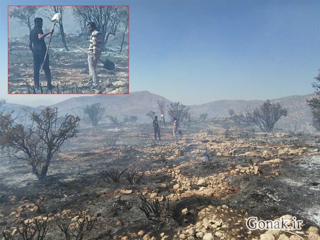 دهیار و مردم روستای گنک و همکاری در مهار آتش